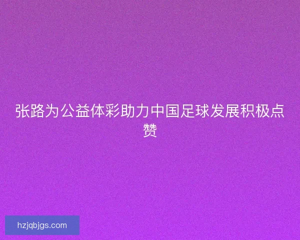 张路为公益体彩助力中国足球发展积极点赞